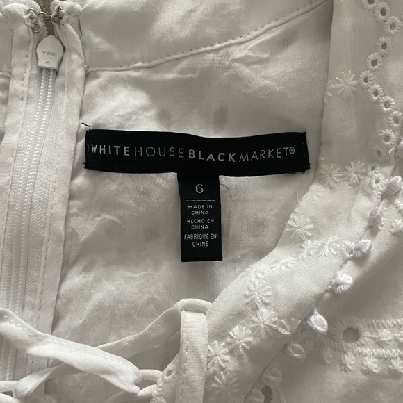WHITE HOUSE BLACK MARKET Womens Eyelet Dress Size 6 Sleeveless Shift Lace Up - Picture 8 of 9